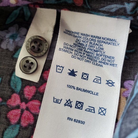 Lands' End Plus Size 16T Tall No Iron Floral Shirt - Picture 8 of 13